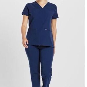Women's Blue Pants & Top Scrub Set